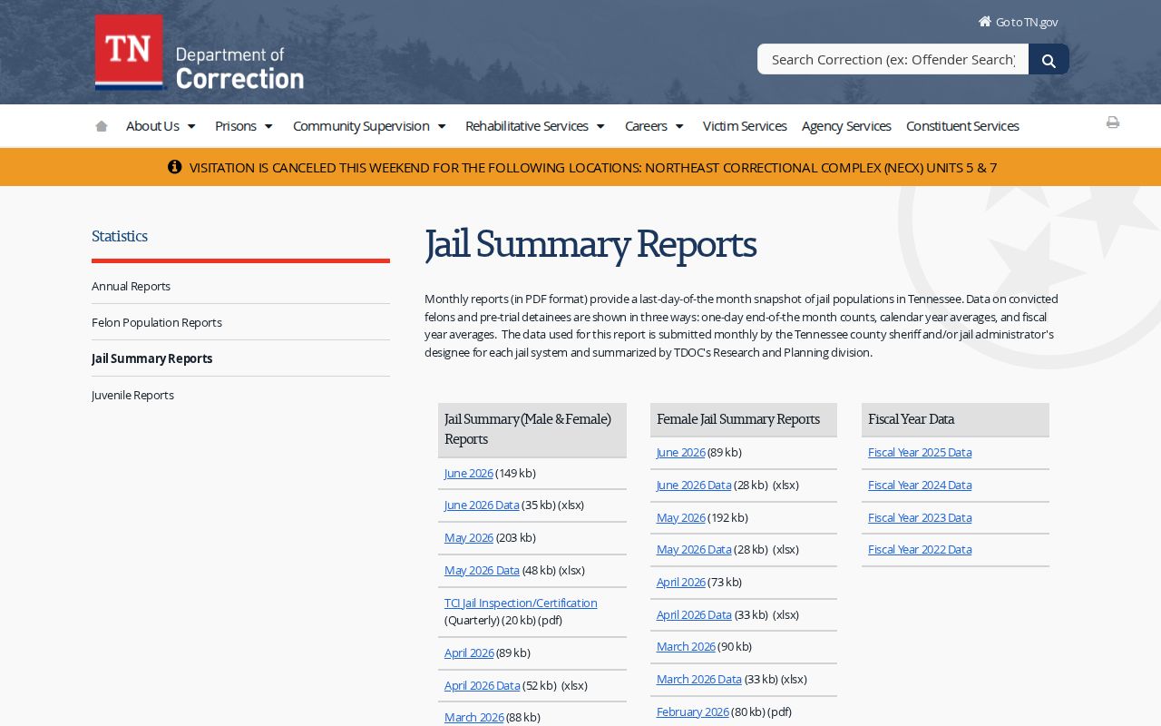 TDOC county jail reports used to interpret Hancock County Jail custody categories