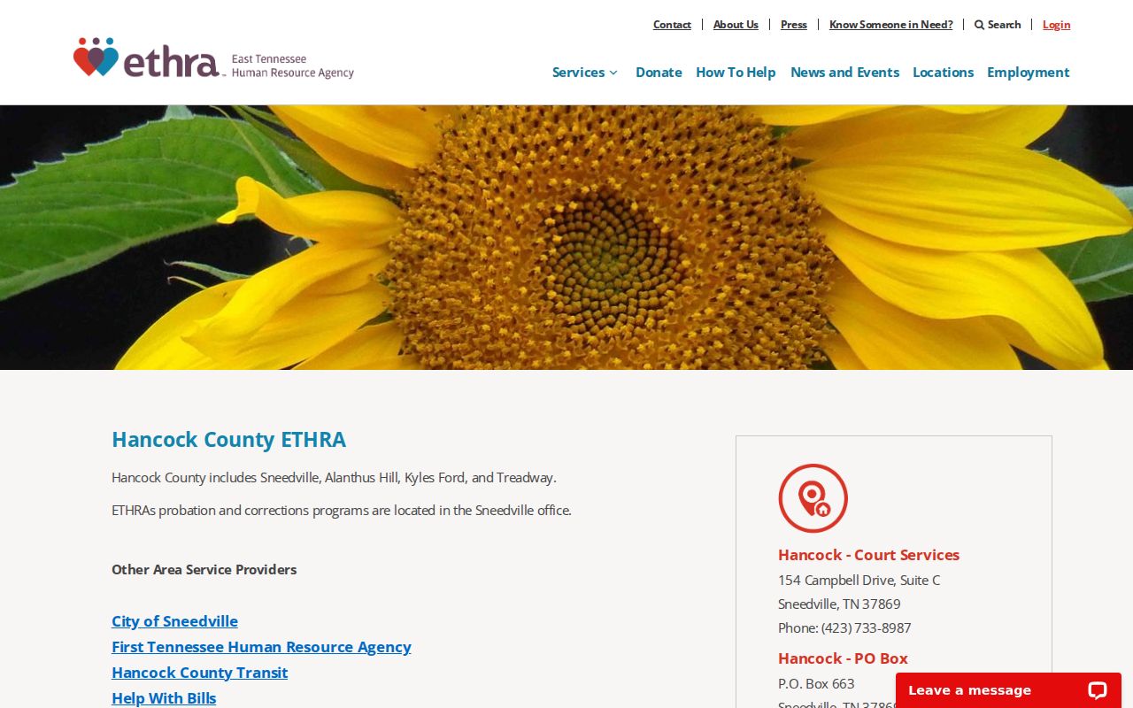 ETHRA Hancock County probation and corrections office information